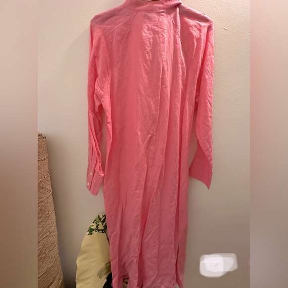 NWT / Zara Pink Midi Button Down Shirt Dress - Small. - Picture 2 of 5